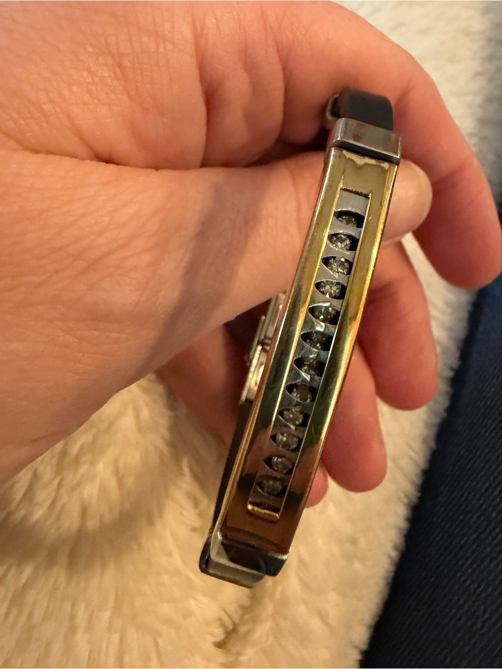 Black and Gold Bracelet with Crystal Accents